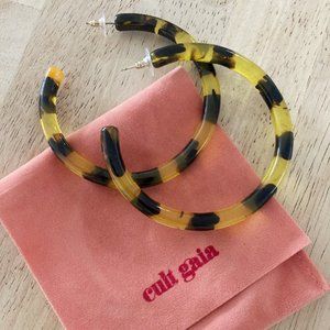 CULT GAIA | Tortoise Shell Geneva Acrylic Hoop earrings | 3 1/4"